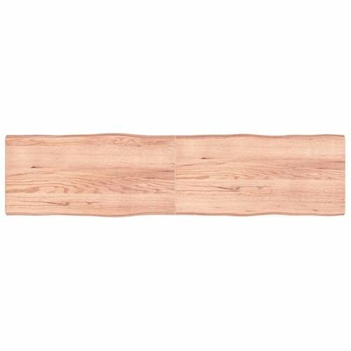 Eleganz Tavolo in legno di quercia massiccio, 200 x 50 x (2-6) cm, con bordo dell'albero, naturale e smaltato, per cucina, soggiorno o ufficio, durevole ed elegante