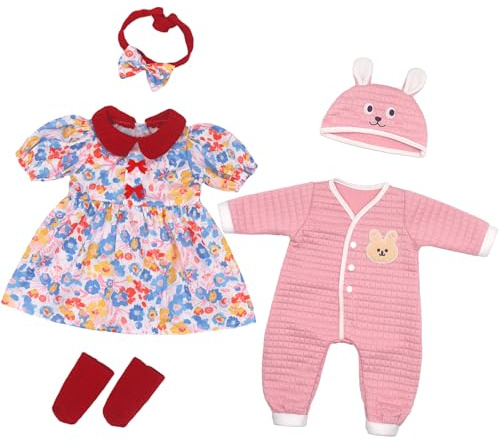 Puppenkleidung für 50-55 cm Baby Puppen mit Stirnband und Socken, 2-Packungen