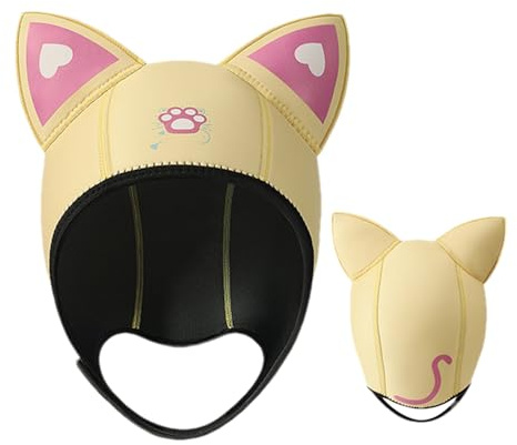 Cappuccio per con orecchie di gatto, cappello da sub in neoprene da 3 mm, cappuccio da sub da 0,12 pollici con vestibilità elasticizzata, accessorio per snorkeling e immersioni, cappucci