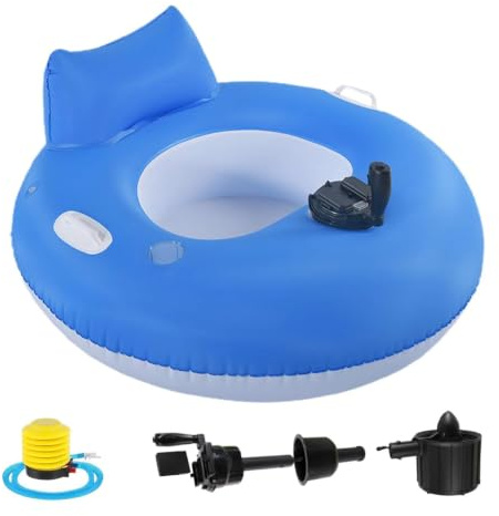Electric Pool Float, Inflatable Motorized Lounge Chair with Joystick Steering, Rechargeable Heavy Duty Swim Drifter, Marine Grade Vinyl Water Tanning Bed for Adults, Lake Beach Summer