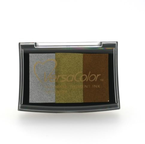 Tsukineko VC305 Versacolor Brillianz 3-farbiges Stempelkissen, Synthetic Material, Mehrfarbig, 9.9 x 6.8 x 1.7 cm