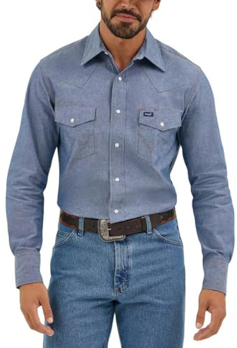 Wrangler Men's Authentic Cowboy Cut Work Western Long-Sleeve Firm Finish Shirt