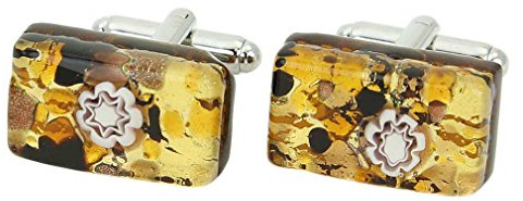 Glass Of Venice Venezianische Klassische rechteckige Manschettenknöpfe - Topaz Gold