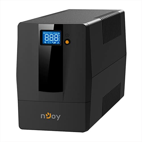 nJoy Horus Plus 800VA Gruppo di Continuità 480 Watt, Line Interactive, Onda Sinusoidale Simulata, Display LCD, Touch Screen, AVR, USB, 2 Uscite Shuko, Rj11 RJ45 In/Out, 1 Batteria - Garanzia 3 Anni