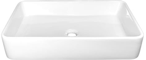 NEG Waschbecken Uno71A (eckig) Aufsatz-Waschschale/Waschtisch (weiß) mit flachem Rand und Nano-Beschichtung