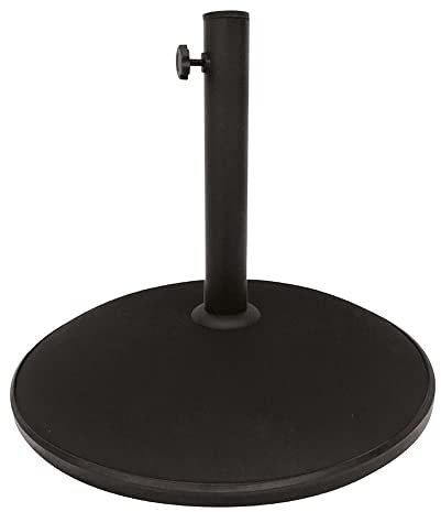 AKTIVE Base rotonda per ombrellone nera Ø45x33 cm, pali Ø35-48 mm, supporto in cemento, tubo in acciaio resistente, peso 15 kg, per giardino o terrazza esterna (53897)