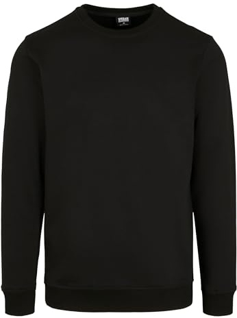 Urban Classics Herrtröja Basic Terry Crew, klassisk herrtröja av Terry-bomull, storlekar S–5XL, finns i olika färger, Svart (svart 00007), 4XL