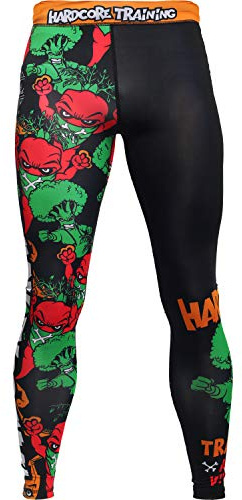 Hardcore Training Angry Vitamins Kompressionsbyxor herr Spats Leggings Baslager No Gi Tights MMA BJJ Brottning Fitness Träning Löpning, Flerfärgad, S