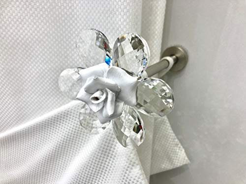 Fermatenda reggitenda swarovski ceramica fermatenda da muro gancio tenda ganci parete gancio per tende fermatende a muro raccogli tenda reggi tenda ambrasse tende embrasse R193 (ACCIAIO SATINATO, 12)