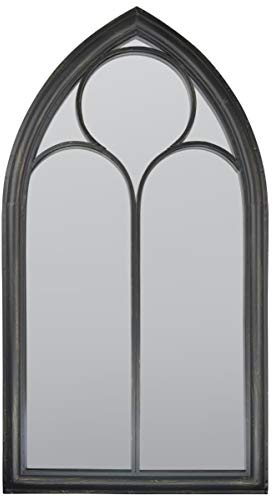 New Black Rustic Home & Garden Outdoor Wall Mirror Chapel Window Design 3ft8 x 2ft 112cm x 61cm