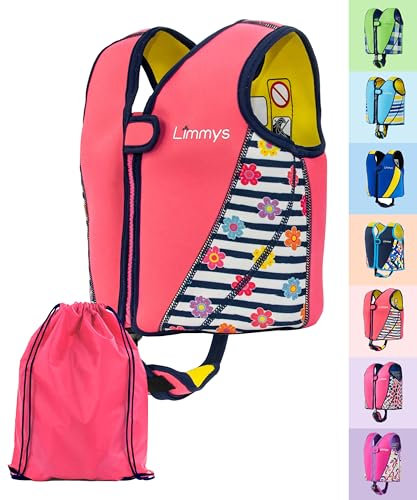 Limmys Gilet Natation Enfant Premium – Gilet Piscine Enfant Moderne pour Filles, Garçons et Tout-Petits – Sac de Rangement Inclus