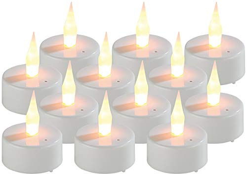 Lunartec LED Teelichter flackernd: 12er-Set LED-Teelichter mit Luftzugsensor und beweglicher Flamme (Kerzen mit Luftzugsensor, Batterie, Mini)