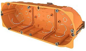 Cajas empotradas para paredes huecas (pladur ó similar) Caja triple para mecanismos enlazable 68 x 213 x 45mm naranja