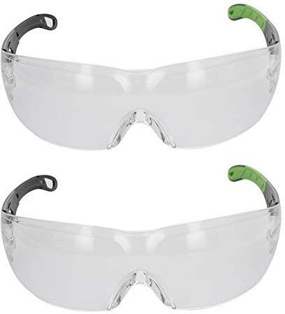 Othmro 2 gafas de seguridad sobre las gafas, lentes transparentes antiarañazos, lente resistente a los impactos de policarbonato Iso gafas de seguridad protegen gafas para laboratorio, marcos negros