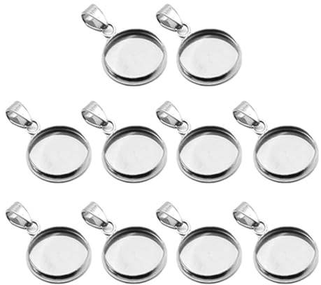 Milisten 20Pcs Anhänger Tabletts Kit Runde Lünette Rohlinge Tabletts Anhänger Cabochon Einstellungen für DIY Handwerk Foto Schmuck Machen Silber 20Mm