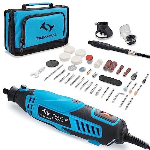 Tilswall Rotary Tool 160W Rotary Multi Tool Kit Set with 6 Variable Speed 8000-33000RPM, 107pcs Accessories for DIY Craft, Sanding, Cutting, Carving, Polishing, Drilling, Engraving, Cleaning