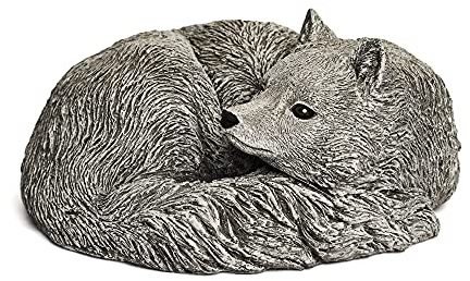 stoneandstyle Steinfigur Polarfuchs frostfest Gartenfigur Steinguss