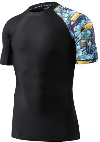 HUGE SPORTS Schwimmshirt Badeshirt Rashguard-Shirts Herren Kurzarm UPF 50+ | UV Sonnenschutz Elastisches Gewebe Atmungsaktiv Schnelltrocknend Leicht für Schwimmen Surfen Wassersport Radfahren Wandern