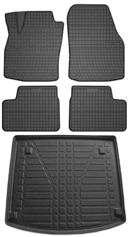 OMAC Fußmatten & Kofferraumwanne Set kompatibel mit Opel Astra H Caravan 2005-2010 Gummi TPE 5X