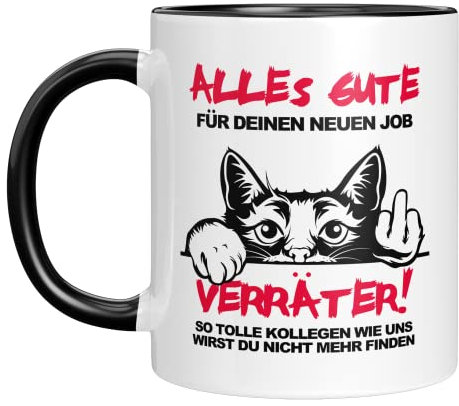 TassenTicker - Alles Gute - Tasse mit Spruch - Geschenk zum Abschied - Abschiedsgeschenk Kollegen - Spaßgeschenk - Verräter - Jobwechsel - Abschied Kollegin (Schwarz)