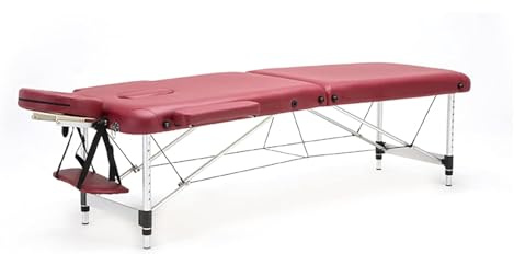 Elitzia Tragbares Massagebett, zusammenklappbar, höhenverstellbar, Aluminiumlegierung, leichter Rahmen, PVC, Schönheitssalon, Spa-Bett mit Gesichtsöffnungen, fünf Farben (rot)