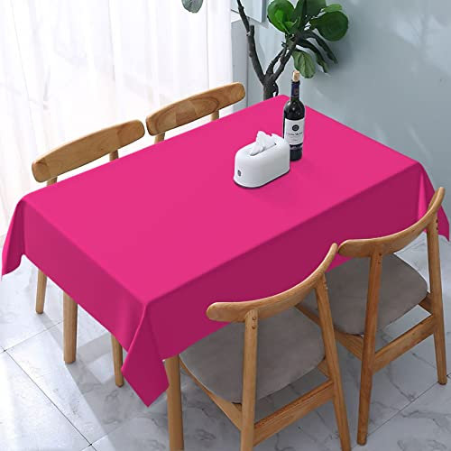 Rechteckige Gartentischdecke Hot Pink Einfarbig Wachstischdecke Abwaschbar Wachstuch rutschfeste Garten Tischdecke Für Picknick Garten Terrasse,137X183cm