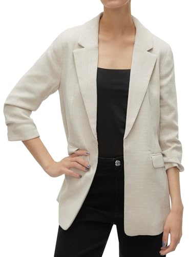 Vero Moda Blazer Vmfrida LS Regular Noos para Mujer, Avena/Detalle: Melange., 40