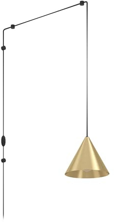 EGLO Hängelampe Narices, Lampenfassung mit Kabel und Stecker | Pendelleuchte über Esstisch, Esszimmerlampe aus Metall in Messing-Gebürstet und Schwarz, E27 Fassung