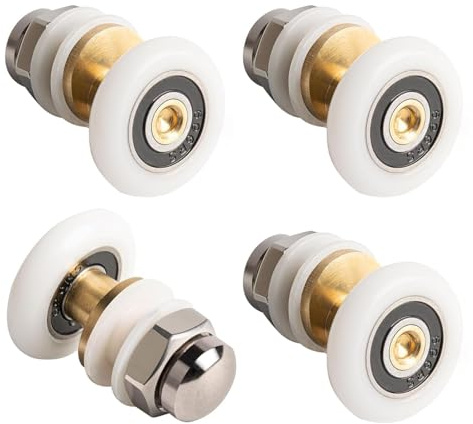 ANBOO 4 Pcs 25mm Roulette Porte Coulissante Douche, Roulette Douche de rechange pour Rouleau,Rechange de portes en verre, Poulie Excentrique pour Portes Cabine Douche Coulissante