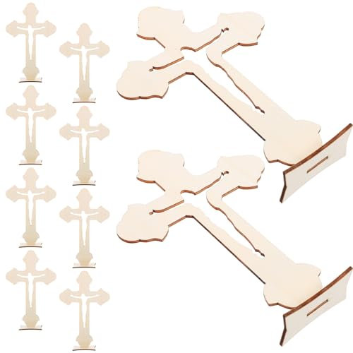 Cabilock 10stücke Teiliges Holz-kreuz Bastelset Dekoration Für Tisch Und Zuhause Stilvolle Religiöse Kreuzornamente Aus Natürlichem Holz Für Christen Und Gläubige Für Kreative