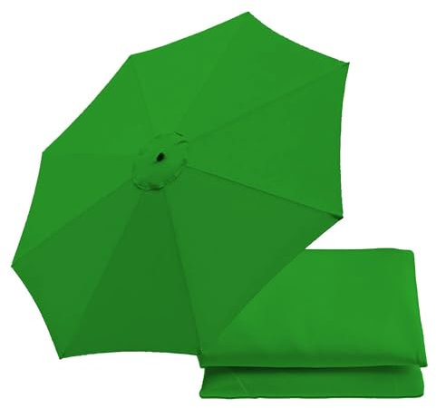 Bezug Für Sonnenschirm 2.7m Ersatzbezug Für Marktschirm Ersatzdach Stoffbezug Für Terrassenschirm, 3.0m UV-Schutz Aus Polyester Stoffbezug Ersatz Baldachin for Gartenschirm den Außenbereich(Green,6 ri