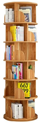 ZCY HOME Mehrstöckiges drehbares Bücherregal Haushaltswarenregal Stabil belastbar und platzsparend Geeignet für Wohnzimmer Schlafzimmer Arbeitszimmer Büro (Wood colour, 191 * 40cm, 3 Etagen)