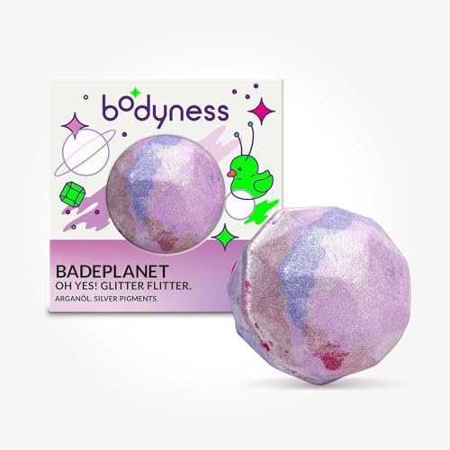 CRAZE BODYNESS Bath Bomb Badeplanet - Bomba da bagno a forma di pianeta, pallina da bagno scintillante per la cura e il relax della pelle con fragranza floreale e olio di argan, 165g