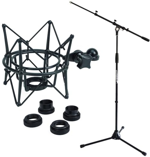 keepdrum MS106 Microphone Stand with MS090B Multi Microphone Spider Black