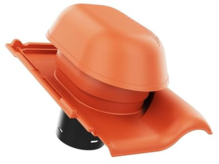 KRONO-PLAST Sanitär-Entlüftungskamin 125 für Tondachziegel Roben Monza Dachziegel Lüfter Dachlüfter (Naturrot)
