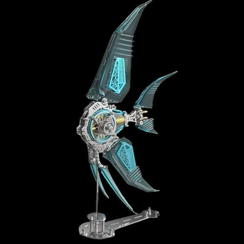 UpGLeuch 3D Fisch Metal Puzzle Erwachsene mit Licht, Bunte 3D Metall Modellbausatz mit Werkzeug, 3D Puzzle Metall Mechanisch,Desktop Ornament Spielzeug, Geschenke für Erwachsene