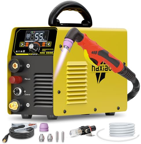 Haxiaoer HXC550D Plasma Cutter 240V, 55 Amp Non-Touch Pilot Arc Plasma Cutter Machine with Large LED Display, 18mm Maximum Cut, for Cutting Conductive Metals