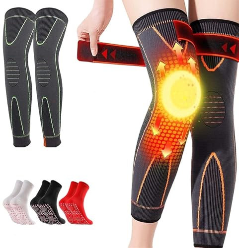 NIANE Ai Cao Knee Protection for Warm, Selfheating Knee Sleeve, Reduce fast Acupressure & Shaping Knee Pads, with 3pair Self-Heating Shaping Socks(Green,XL)