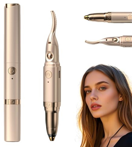 Beheizte Wimpernzange und Augenbrauentrimmer für Frauen, 2 in 1 Elektrische Wimpernzange mit 2 Temperaturmodi Anti-Burn USB Wiederaufladbare beheizte Wimpernzange, Geschenk für Frauen (B)