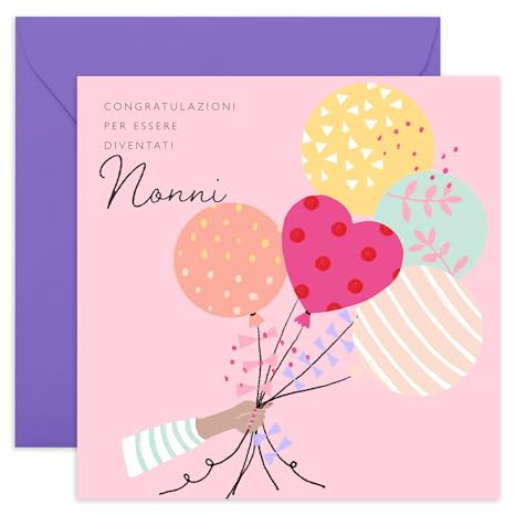 Central 23 Biglietto per neo-nonni – Congratulazioni per nonna e nonno – Annuncio di gravidanza a sorpresa con palloncini – Biglietto per nascita o neonato