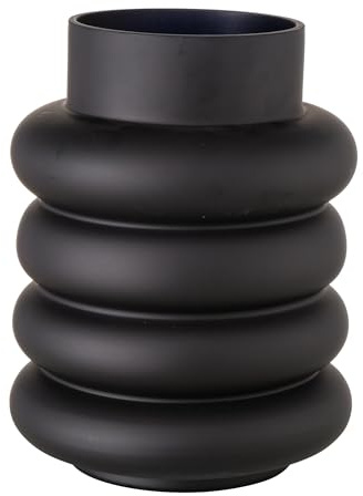 Vase Ribbo aus Glas, schwarz, matt, 20 cm, skandinavisches Design | Handgearbeitete Glasvase in Schwarz mit matter, lackierter Oberfläche – schlichtes Design für moderne Wohnbereiche.