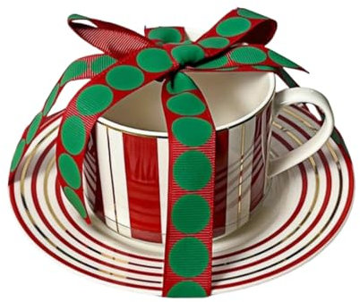 HUMOCHUSON Mug Cup Set Di Tazzine Da Caffè E Piattini A Righe In Ceramica Da 230 Ml In Confezione Regalo