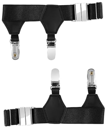 WQEDVN 2 PCS Sock Suspenders, Ssock Garters, Non-slip Adjustable Sock Suspenders, for Business, Wedding, Daily Wea(Black)