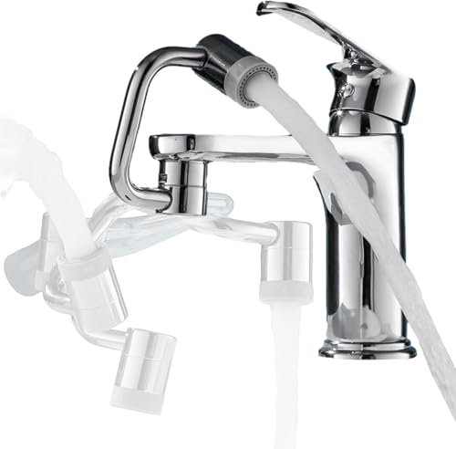 Oxigenador de grifo flexible, difusor de brazo giratorio de 1080°, cabezal rociador de modo | Extensión de grifo giratorio de 1080°, adaptador de brazo robótico para lavabo de cocina, boquilla