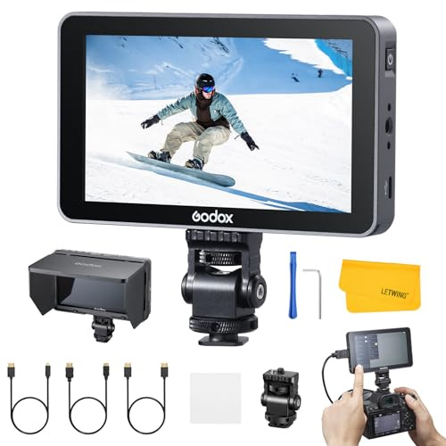 GODOX GM6S Pro Moniteur de Terrain pour Caméra 5,5 Pouces, Moniteur HDMI 4K | 2000 nits ±10 % ultra Lumineux, écran Tactile IPS 1920×1080, Entrée et Sortie LUT 3D, Boîtier Entièrement en Métal