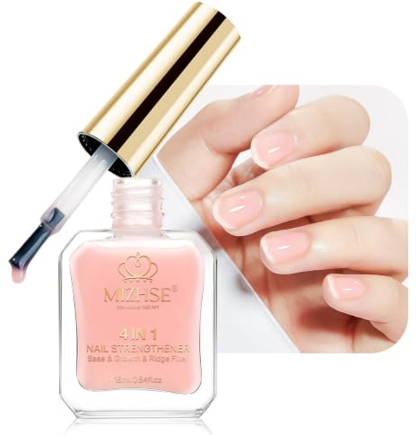 MIZHSE Nagelhärdare med färg extra stark orange nagelhård styrka | Nagelhärdare för spröda naglar, 4-i-1 nagellackshårdare, snabbtorkande, 16 ml
