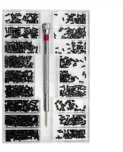 Opatiny 500PCS Mini Screw Set with 18 Sizes for Laptop, Watch, Eyeglasses and DIY Repair Kits, Carbon Steel Screws with Cross Slot, Includes Sorting Box and Screwdriver