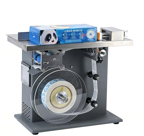 90° automatisk rätvinklig etiketteringsmaskin, 200 W halvelektrisk dispenser, justerbar etiketteringshastighet, hölje i rostfritt stål, för kosmetiska förpackningar, elektroniska produkter 30mm