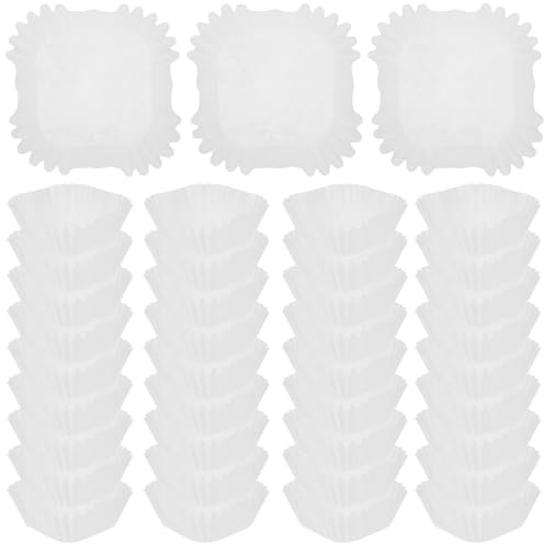 OUNONA 1000 Moldes Cuadrados para Cupcakes de Papel Blanco, Resistentes a Altas Temperaturas, Vasos para Hornear Pasteles, Capacillos Desechables Ideales para Repostería y Fiestas