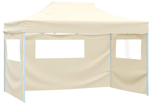 vidaXL Tenda Party Crema 280 x 410 x 315 cm Tessuto Oxford, Tendone per Giardino e terrazza, rifugio per Eventi, Gazebo all'aperto Portatile, Tenda Resistente ai Raggi UV, Montaggio Veloce, Resistent